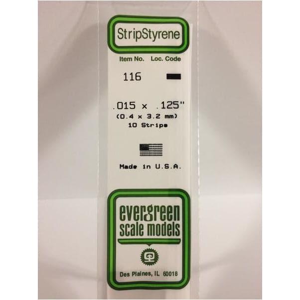 EVERGREEN 116 White Styrene Strip .015 x .125 (10)