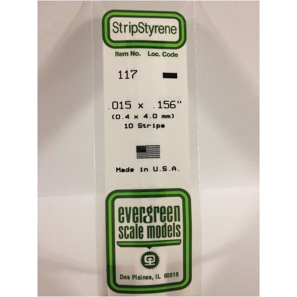 EVERGREEN 117 White Styrene Strip .015 x .156 (10)