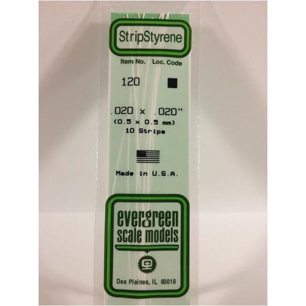 EVERGREEN 120 White Styrene Strip .020 x .020 (10)