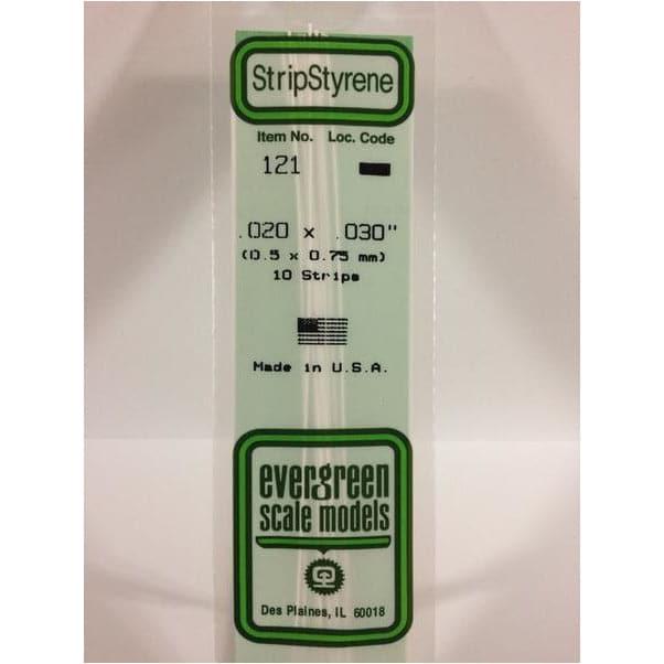 EVERGREEN 121 White Styrene Strip .020 x .030 (10)