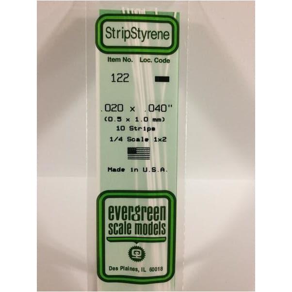 EVERGREEN 122 White Styrene Strip .020 x .040 (10)