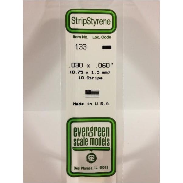 EVERGREEN 133 White Styrene Strip .030 x .060 (10)