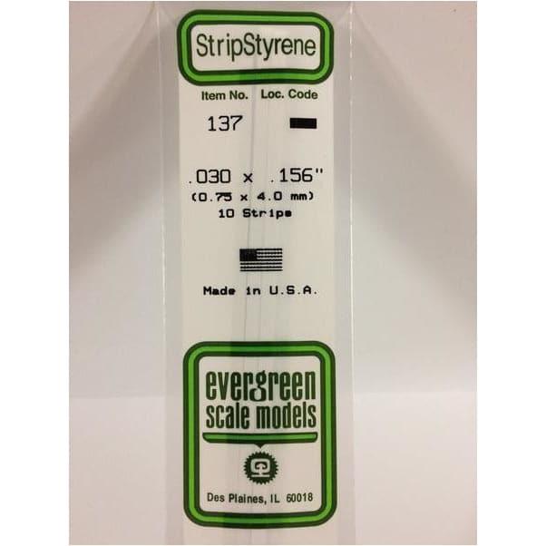 EVERGREEN 137 White Styrene Strip .030 x .156 (10)