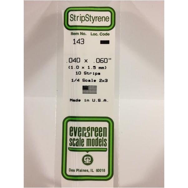 EVERGREEN 143 White Styrene Strip .040 x .060 (10)