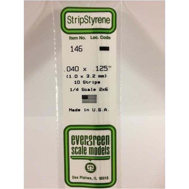 EVERGREEN 146 White Styrene Strip .040 x .125 (10)