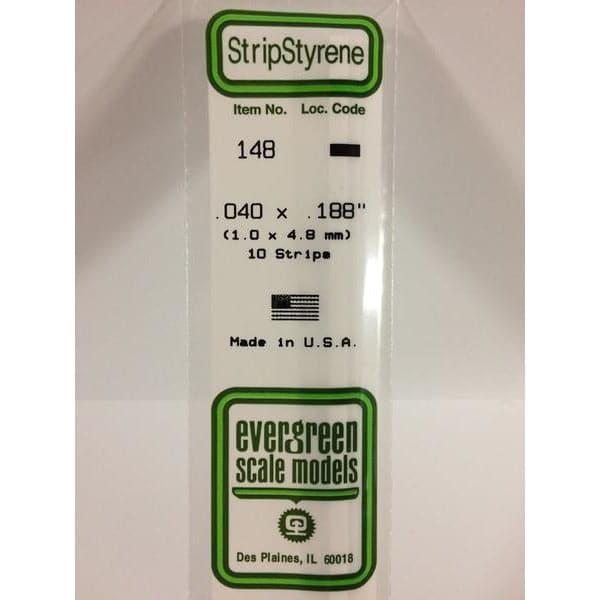 EVERGREEN 148 White Styrene Strip .040 x .188 (10)