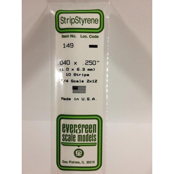 EVERGREEN 149 White Styrene Strip .040 x .250 (10)
