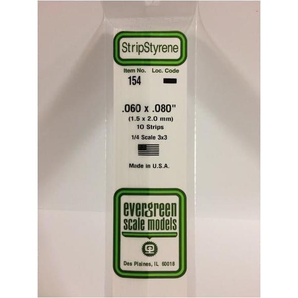 EVERGREEN 154 White Styrene Strip .060 x .080 (10)