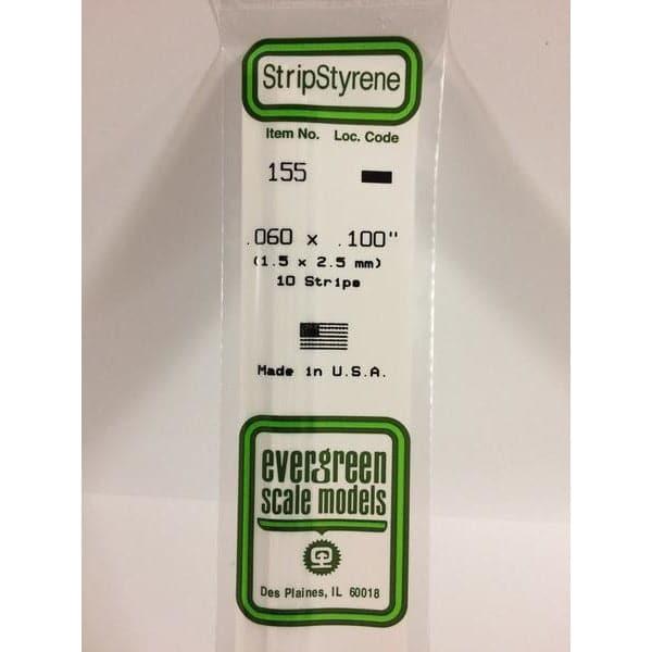 EVERGREEN 155 White Stryene Strip .060 x .100 (10)