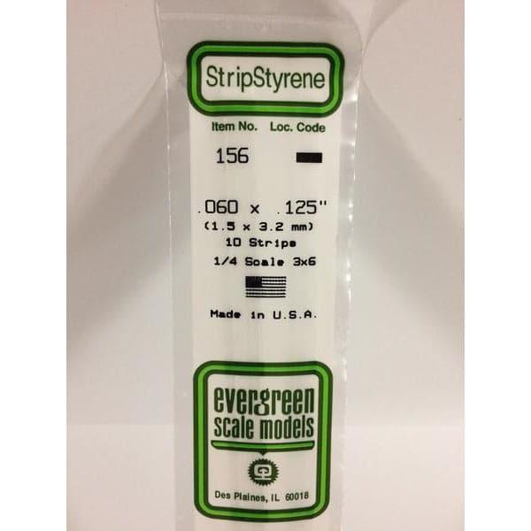 EVERGREEN 156 White Styrene Strip .060 x .125 (10)