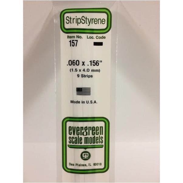 EVERGREEN 157 White Styrene Strip .060 x .156 (9)