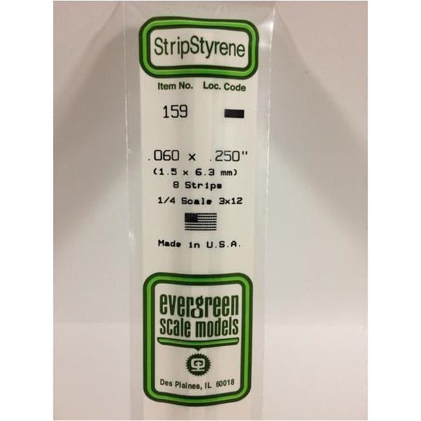 EVERGREEN 159 White Styrene Strip .060 x .250 (8)