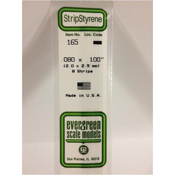 EVERGREEN 165 White Styrene Strip .080 x .100 (8)