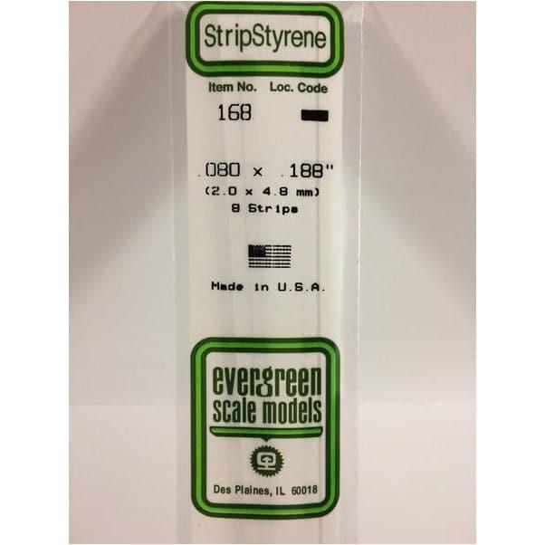 EVERGREEN 168 White Styrene Strip .080 x .188 (8)