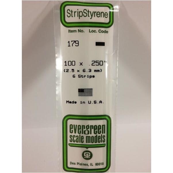 EVERGREEN 179 White Styrene Strip .100 x .250 (6)