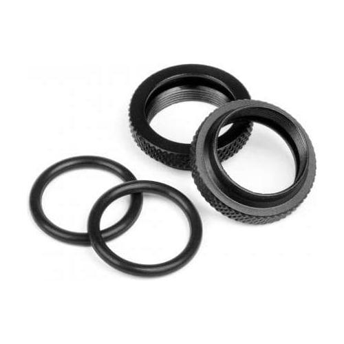 (Clearance Item) HB RACING Shock Pre-Load Collar (Black/2Pcs)