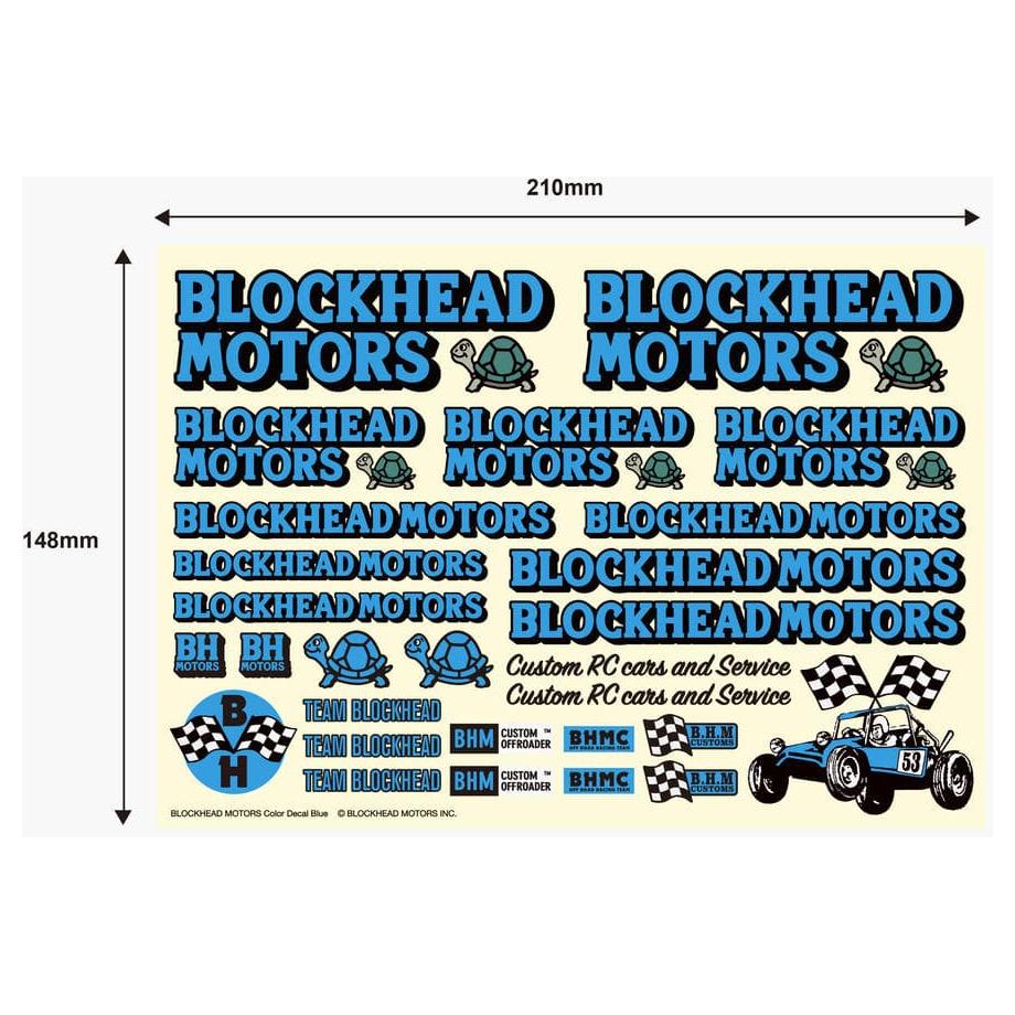 BLOCKHEAD MOTORS Decal Sheet Blue