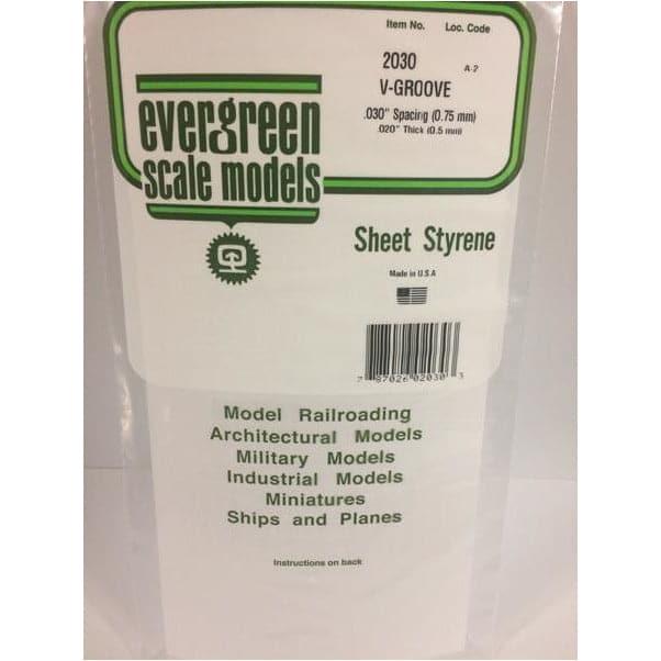 EVERGREEN 2030 .5mm Thick 15 x 30cm Siding Strips V-Groove
