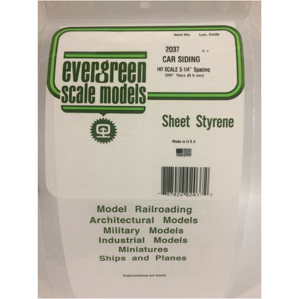 EVERGREEN 2037 .5mm Thick 15 x 30cm Siding Strips HO-Scale