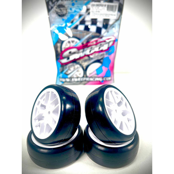 SWEEP EXX-R3 Highend Compound 28 Pre-Glued TC Rubber Tyres White Spoke Wheel