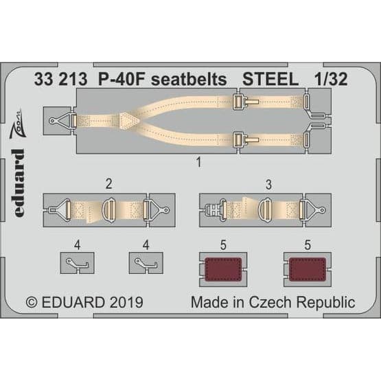 EDUARD 33213 1/32 P-40F Seatbelts Steel Photo-etch set (Trumpeter)