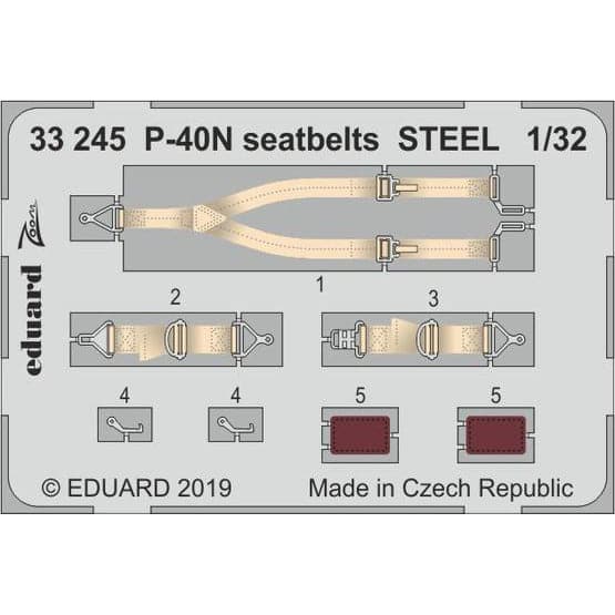 EDUARD 33245 1/32 P-40N Seatbelts Steel Photo Etched Parts