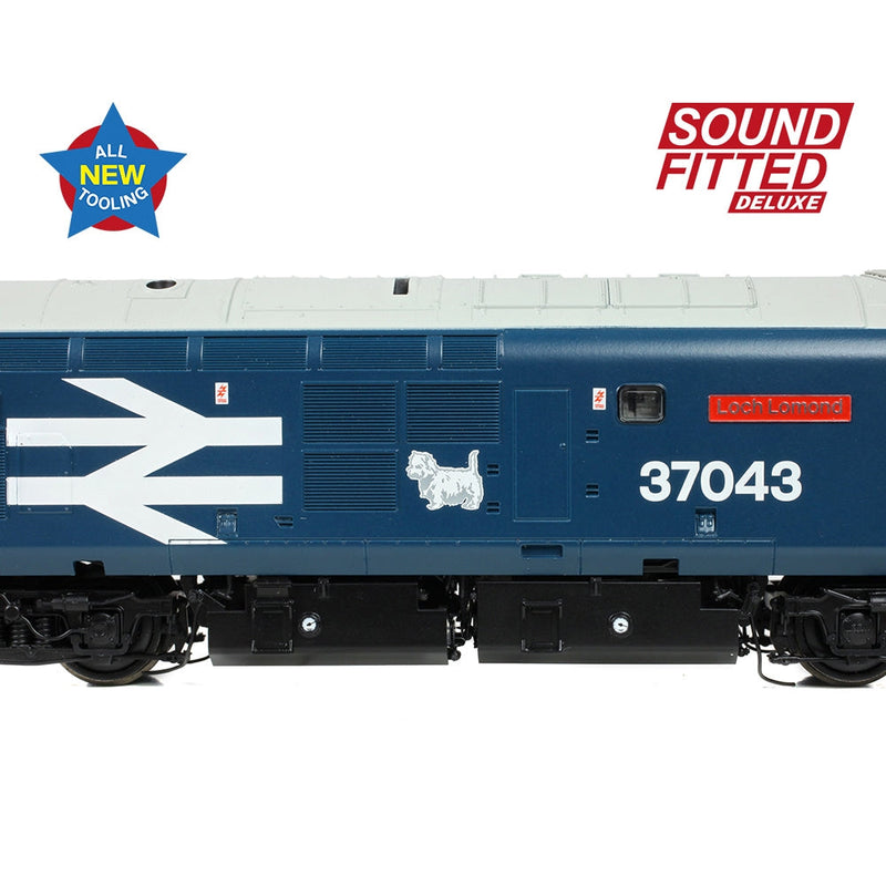 BRANCHLINE OO Class 37/0 Split Headcode 37043 'Loch Lomond' BR Blue (Large Logo) DCC Sound Fitted Deluxe