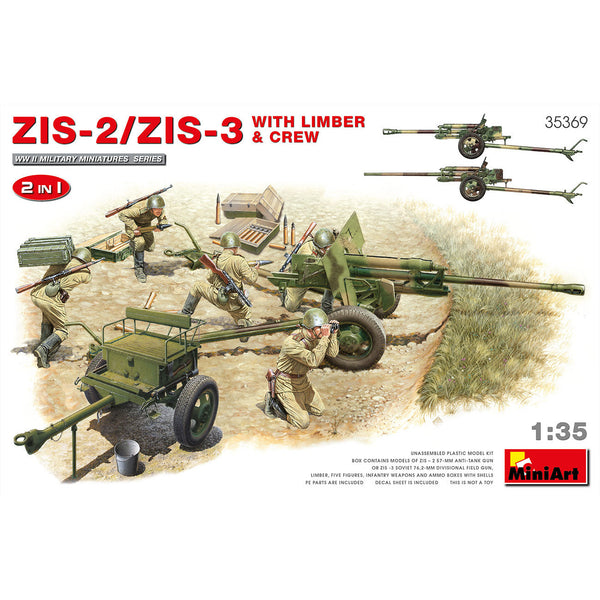 MINIART 1/35 ZIS-2/ZIS-3 with Limber & Crew 2 in 1