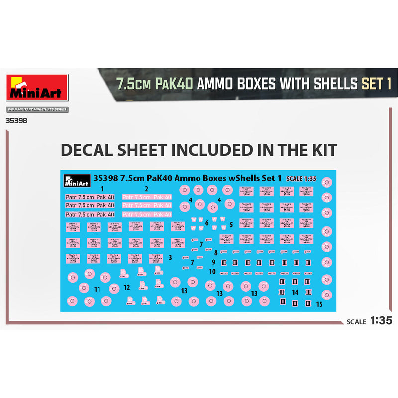 MINIART 1/35 7.5cm PaK40 Ammo Boxes with Shells Set 1