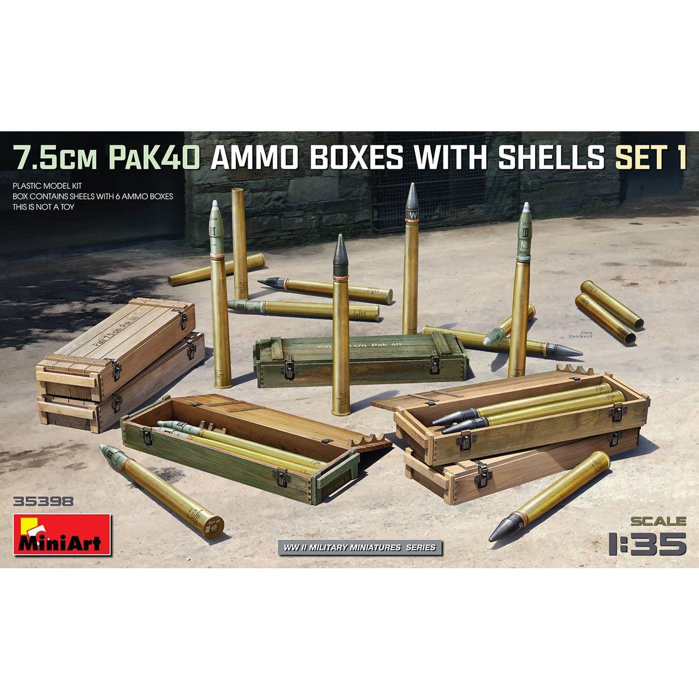 MINIART 1/35 7.5cm PaK40 Ammo Boxes with Shells Set 1