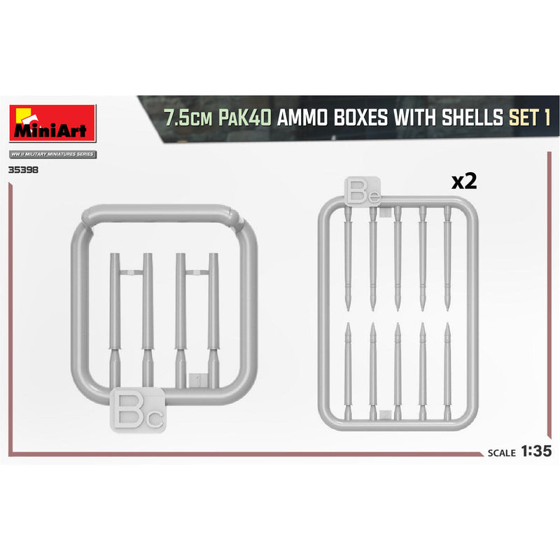 MINIART 1/35 7.5cm PaK40 Ammo Boxes with Shells Set 1