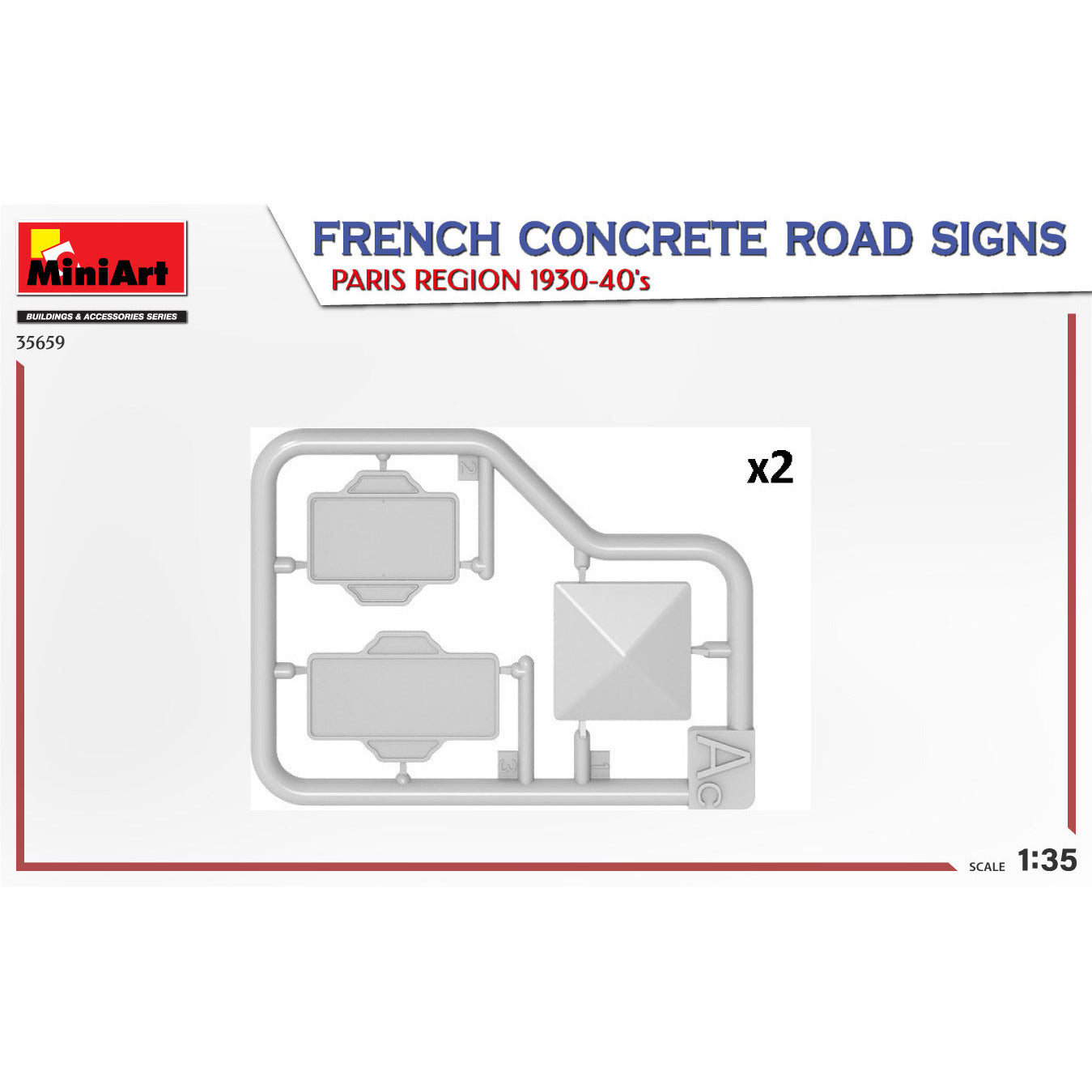 MINIART 1/35 French Concrete Road Signs. Paris Region 1930-40's