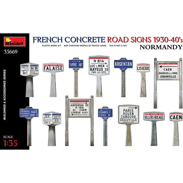 MINIART 1/35 French Concrete Road Signs 1930=40's Normandy