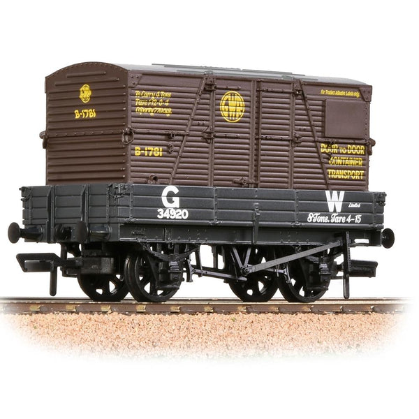 BRANCHLINE OO 3 Plank Wagon GWR Grey With 'GWR' Brown BD Container
