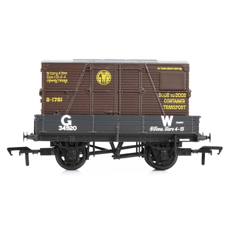 BRANCHLINE OO 3 Plank Wagon GWR Grey With 'GWR' Brown BD Container