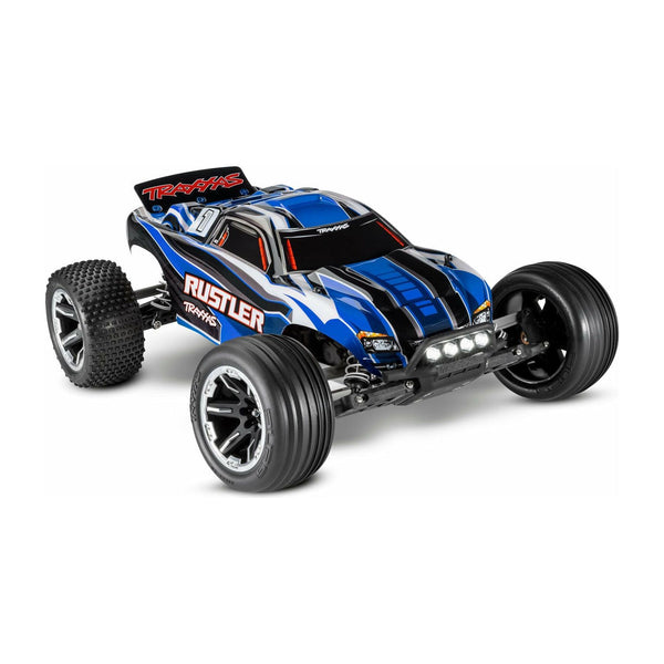 TRAXXAS 1/10 Rustler 2WD Stadium Truck, RTR with LED Lights Blue