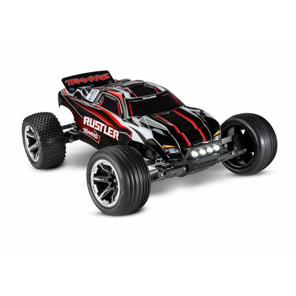 TRAXXAS 1/10 Rustler 2WD Stadium Truck, RTR with LED Lights Red/Black