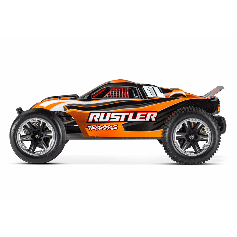 TRAXXAS 1/10 Rustler 2WD Stadium Truck, RTR with LED Lights - Orange