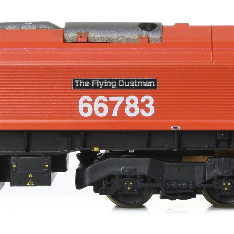 GRAHAM FARISH N Class 66/7 66783 'The Flying Dustman' GBRf Biffa Red