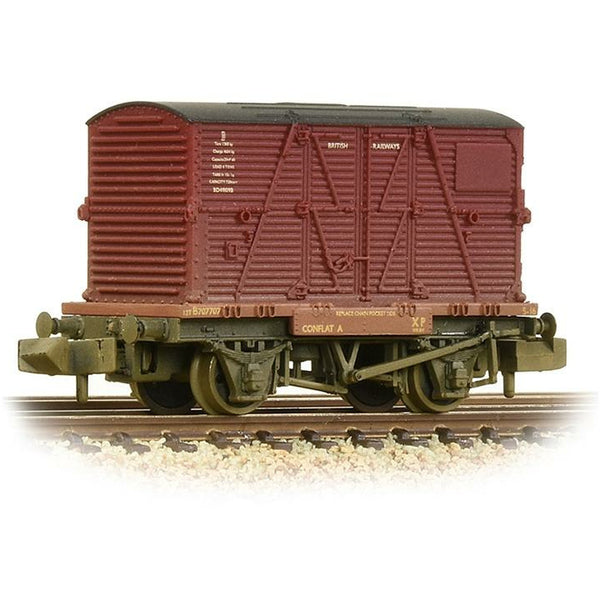 GRAHAM FARISH Conflat Wagon BR Bauxite (Early) With BR Crimson