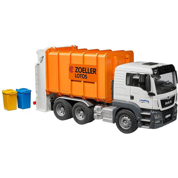 BRUDER 1/16 MAN TGS Rear Loading Garbage Truck (Orange)