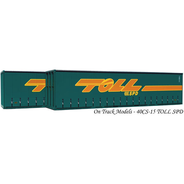 ON TRACK MODELS HO 40CS-15 Toll SPD 40' Curtain Sided Container 2 Pack