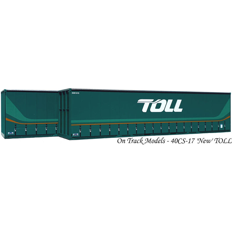 ON TRACK MODELS HO 40CS-17 New Toll 40' Curtain Sided Container 2 Pack