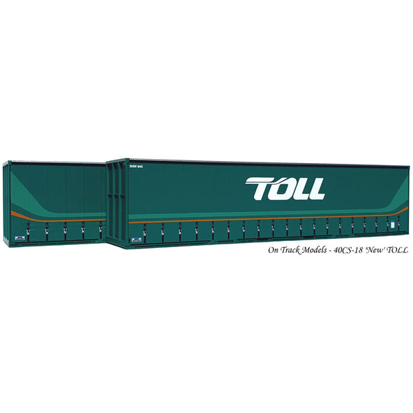 ON TRACK MODELS HO 40CS-18 New Toll 40' Curtain Sided Container 2 Pack