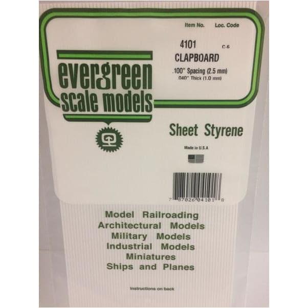 EVERGREEN 4101 1mm Thick 15 x 30cm White Siding Sheet Clapb