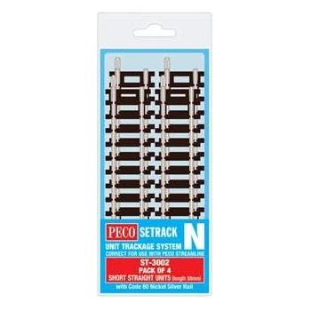 PECO N Setrack Short Straight, 58mm Long (4x ST-2) Code 80 (ST3002)