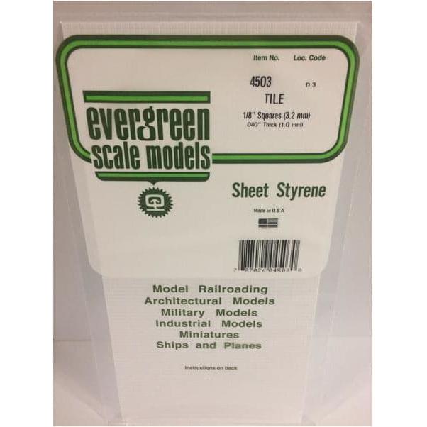 EVERGREEN 4503 1mm Thick Square Tile 1/8 x 1/8
