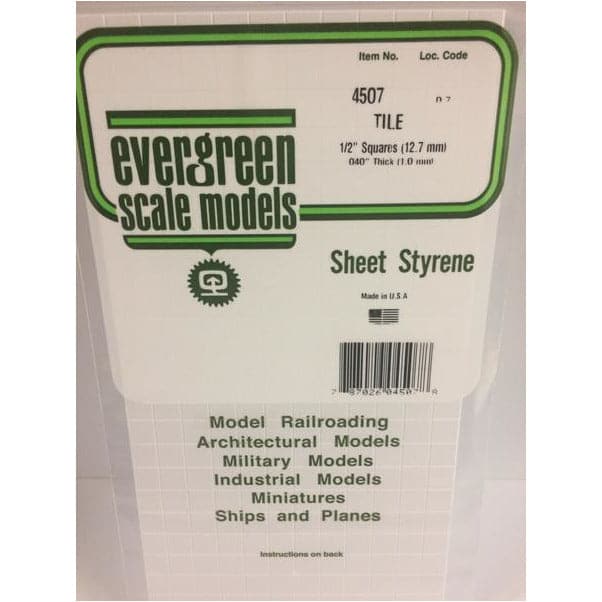 EVERGREEN 4507 1mm Thick Square Tile 1/2 x1/2