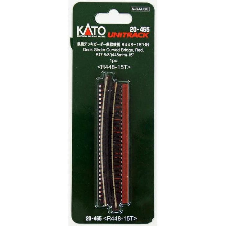 KATO N Unitrack Deck Girder Curved Bridge 448mm 15Deg Red