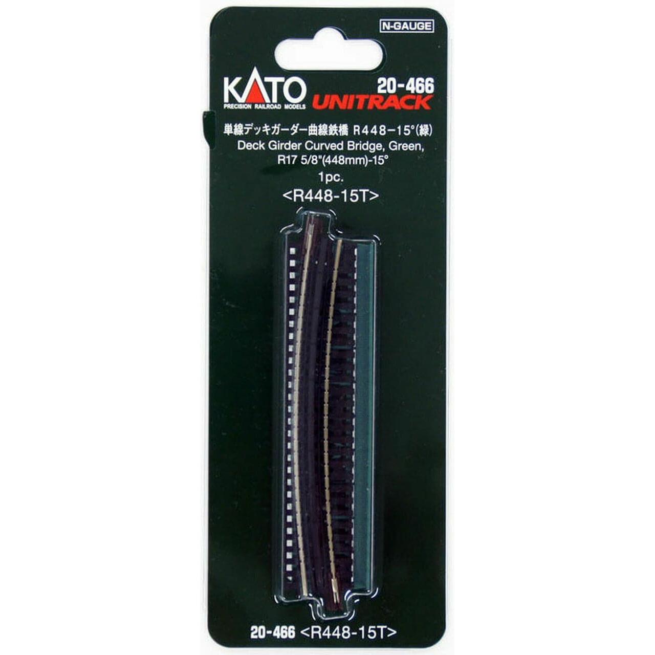 KATO N Unitrack Deck Girder Curved Bridge 448mm 15Deg Green